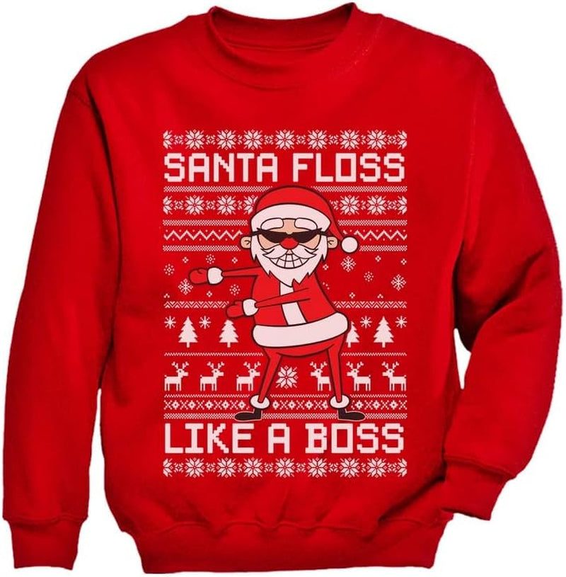 Tstars Dabbing through the Snow Boys Ugly Christmas Sweater Style Holiday Xmas Santa Dab Sweatshirt for Youth Kids