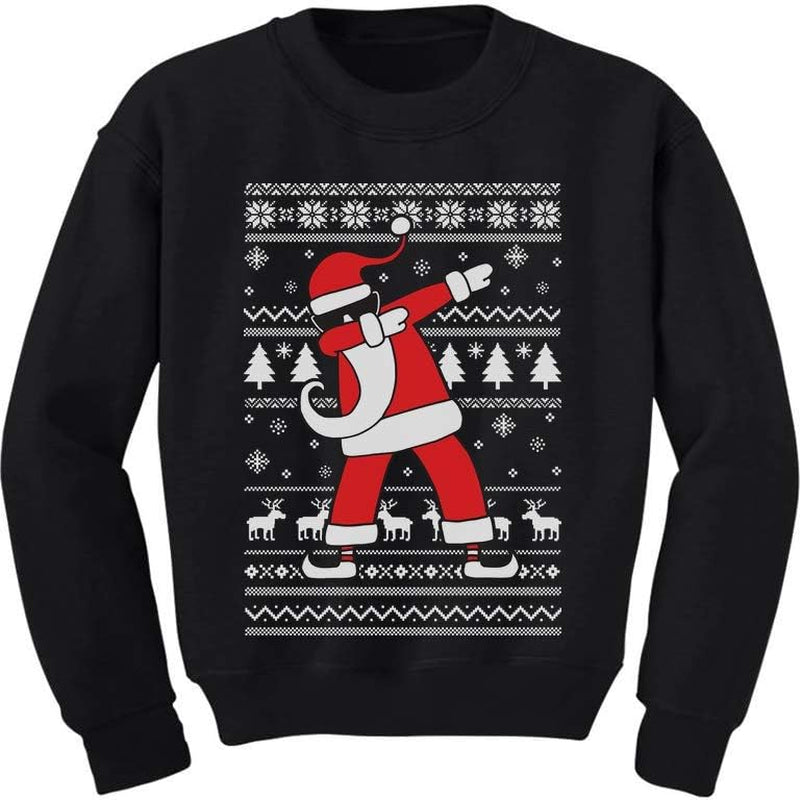 Tstars Dabbing through the Snow Boys Ugly Christmas Sweater Style Holiday Xmas Santa Dab Sweatshirt for Youth Kids