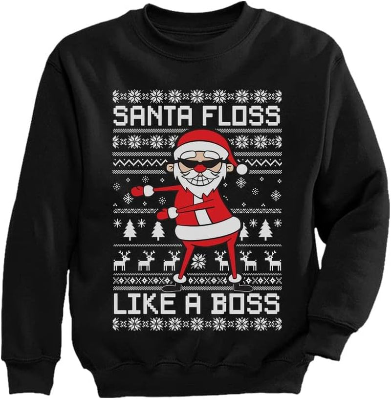 Tstars Dabbing through the Snow Boys Ugly Christmas Sweater Style Holiday Xmas Santa Dab Sweatshirt for Youth Kids