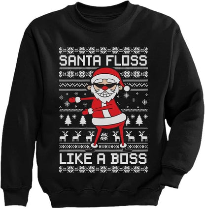 Tstars Dabbing through the Snow Boys Ugly Christmas Sweater Style Holiday Xmas Santa Dab Sweatshirt for Youth Kids
