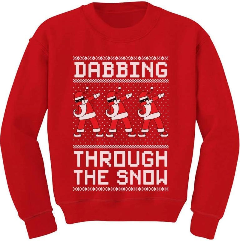Tstars Dabbing through the Snow Boys Ugly Christmas Sweater Style Holiday Xmas Santa Dab Sweatshirt for Youth Kids