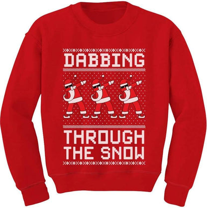 Tstars Dabbing through the Snow Boys Ugly Christmas Sweater Style Holiday Xmas Santa Dab Sweatshirt for Youth Kids