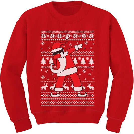 Tstars Dabbing through the Snow Boys Ugly Christmas Sweater Style Holiday Xmas Santa Dab Sweatshirt for Youth Kids