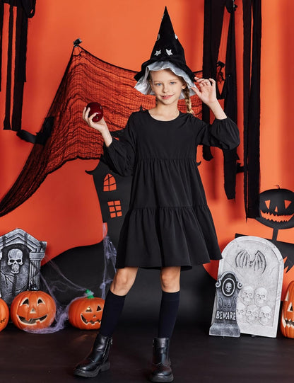 Arshiner Girls Dress Long Sleeve a Line Loose Swing Ruffle Tunic Dresses
