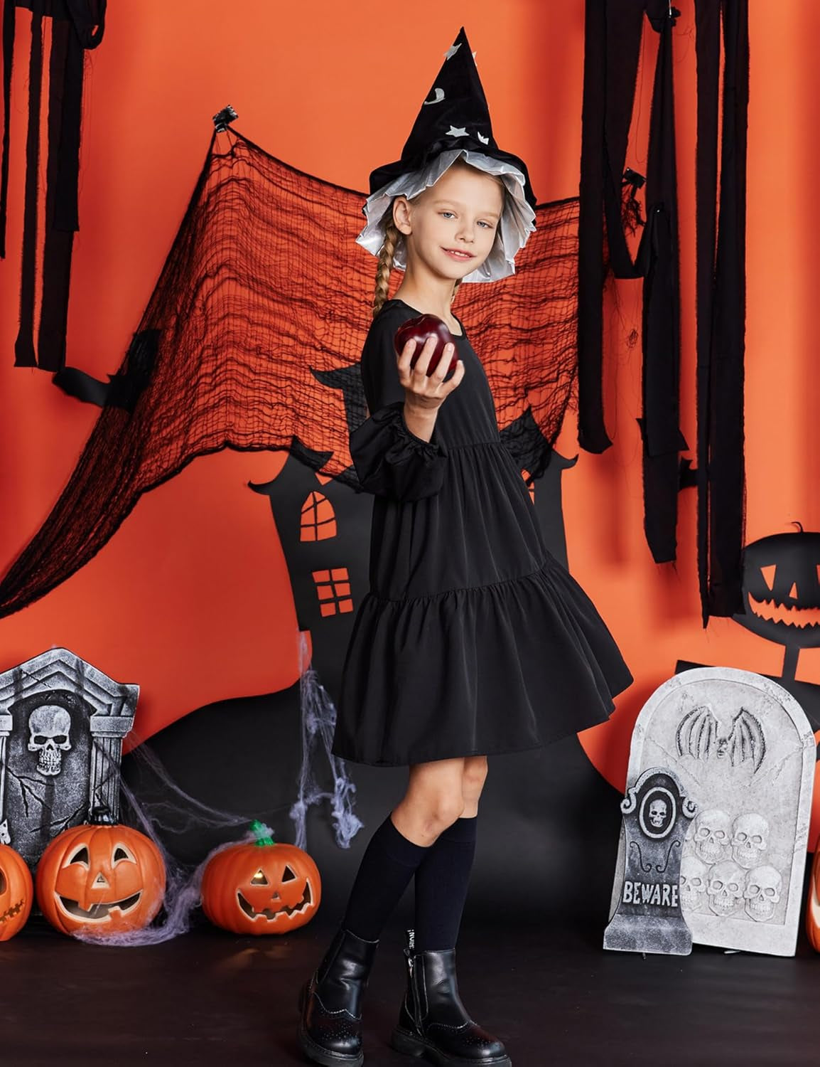Arshiner Girls Dress Long Sleeve a Line Loose Swing Ruffle Tunic Dresses