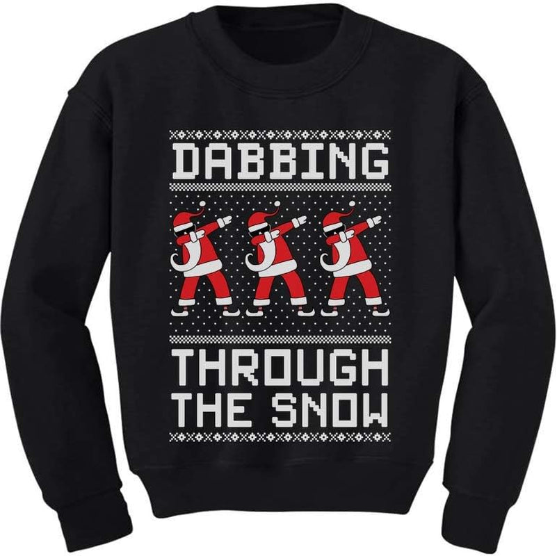 Tstars Dabbing through the Snow Boys Ugly Christmas Sweater Style Holiday Xmas Santa Dab Sweatshirt for Youth Kids
