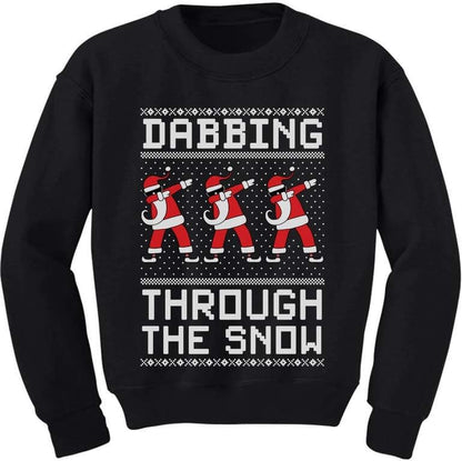 Tstars Dabbing through the Snow Boys Ugly Christmas Sweater Style Holiday Xmas Santa Dab Sweatshirt for Youth Kids